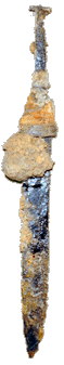 Fr�hmittelalterliches Schwert mit Holzresten